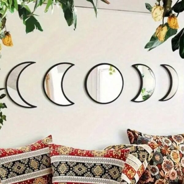 Wooden Moon Cycle Mirror Set
